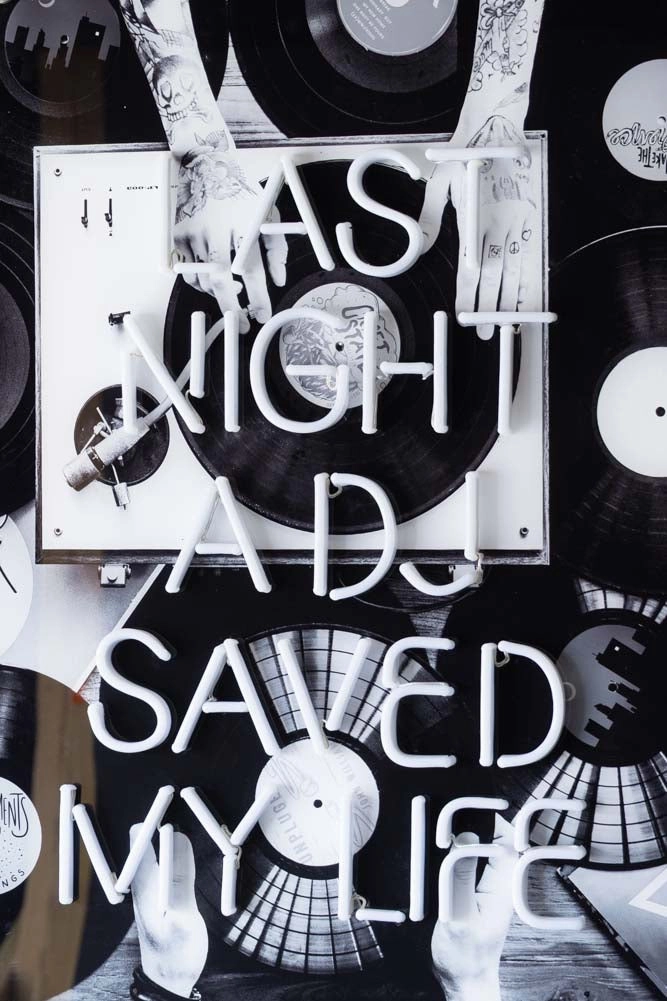 Last Night A DJ Saved My Life...Framed Neon Wall Light - Available in Two Options