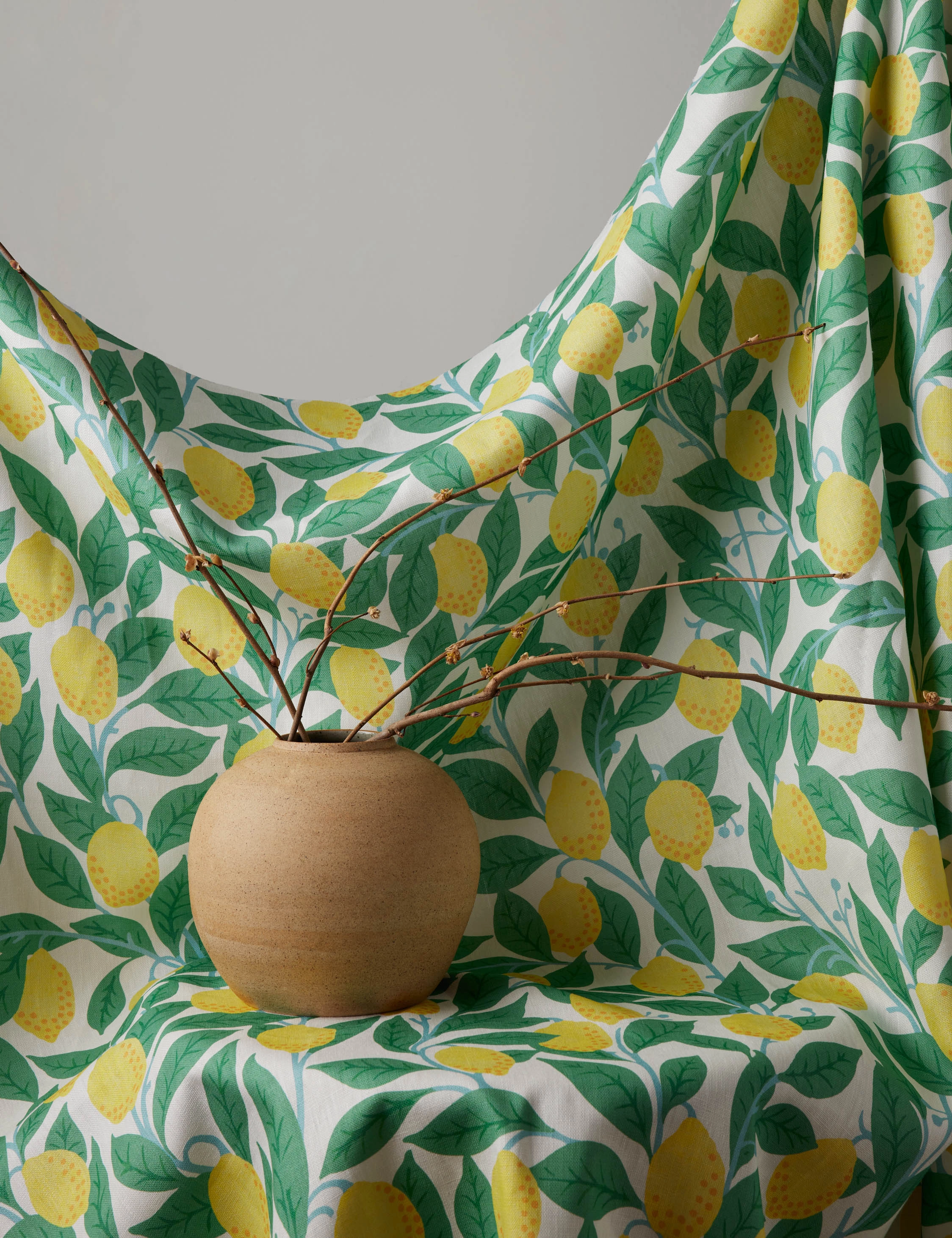 Lemons on Natural on Linen by Nathan Turner 