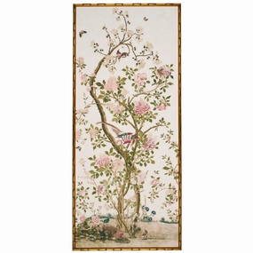 Les Oiseaux Flowering Peony Trees Left Art Panel 