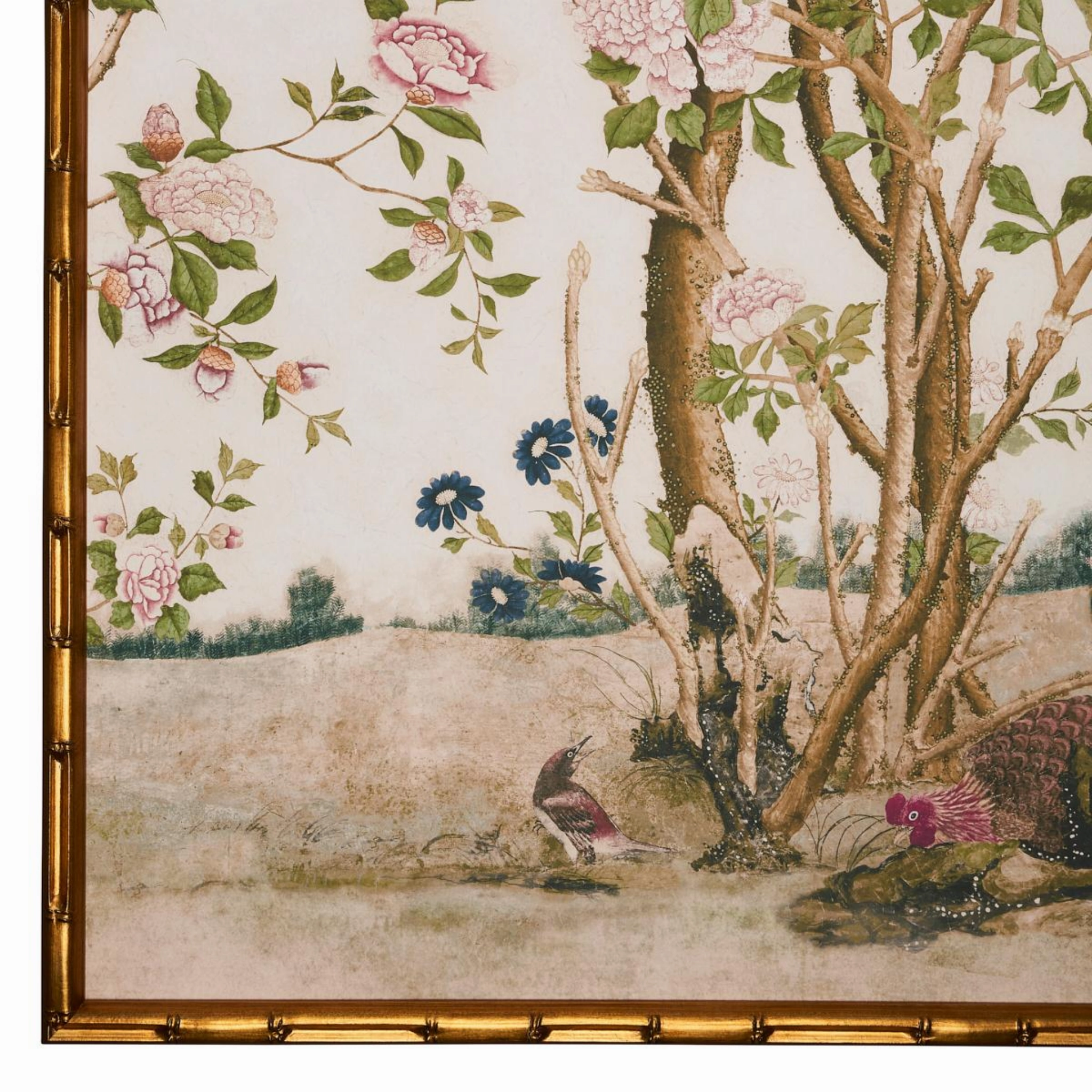Les Oiseaux Flowering Peony Trees Right Art Panel