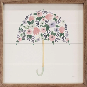 Lets Chase Rainbows Umbrella White Wood Framed Print 