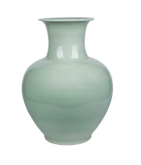Lion Mouth Porcelain Mint Celadon Jar 