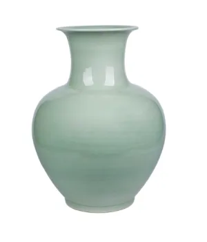 Lion Mouth Porcelain Mint Celadon Jar 
