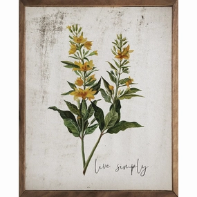 Live Simply Florals Whitewash Wood Framed Print 