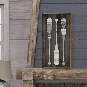 Lodge Oars Wood Framed Print 