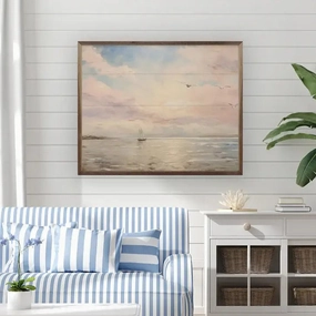 Lone Sailboat Wood Framed Print 