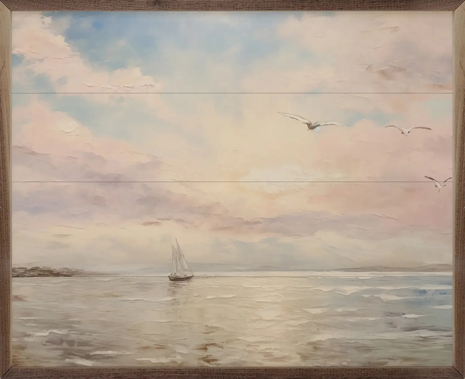 Lone Sailboat Wood Framed Print