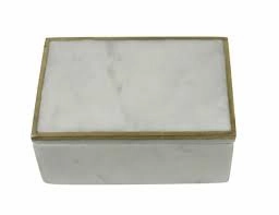 Loren Box with Brass Edge - Marble 