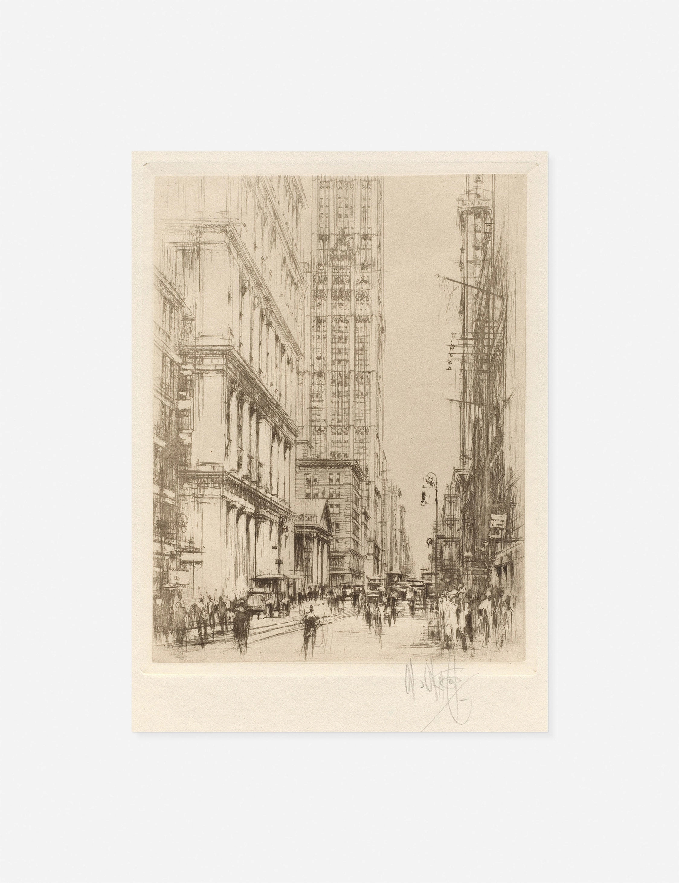 Lower Broadway, Downtown New York Print by William Walcot 