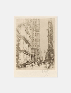 Lower Broadway, Downtown New York Print by William Walcot 