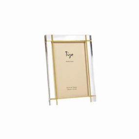 Lucite - Acrylic Frame Gold Metal Design 4x6" 