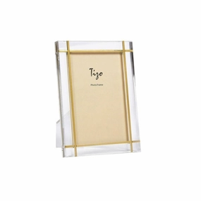 Lucite - Acrylic Frame Gold Metal Design 5x7" 