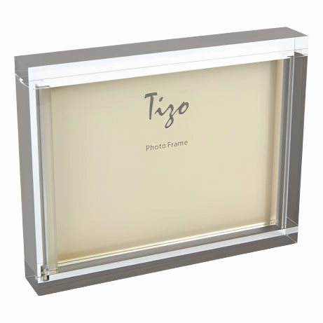 Lucite - Acrylic Frame Silver Border 5" Angle 