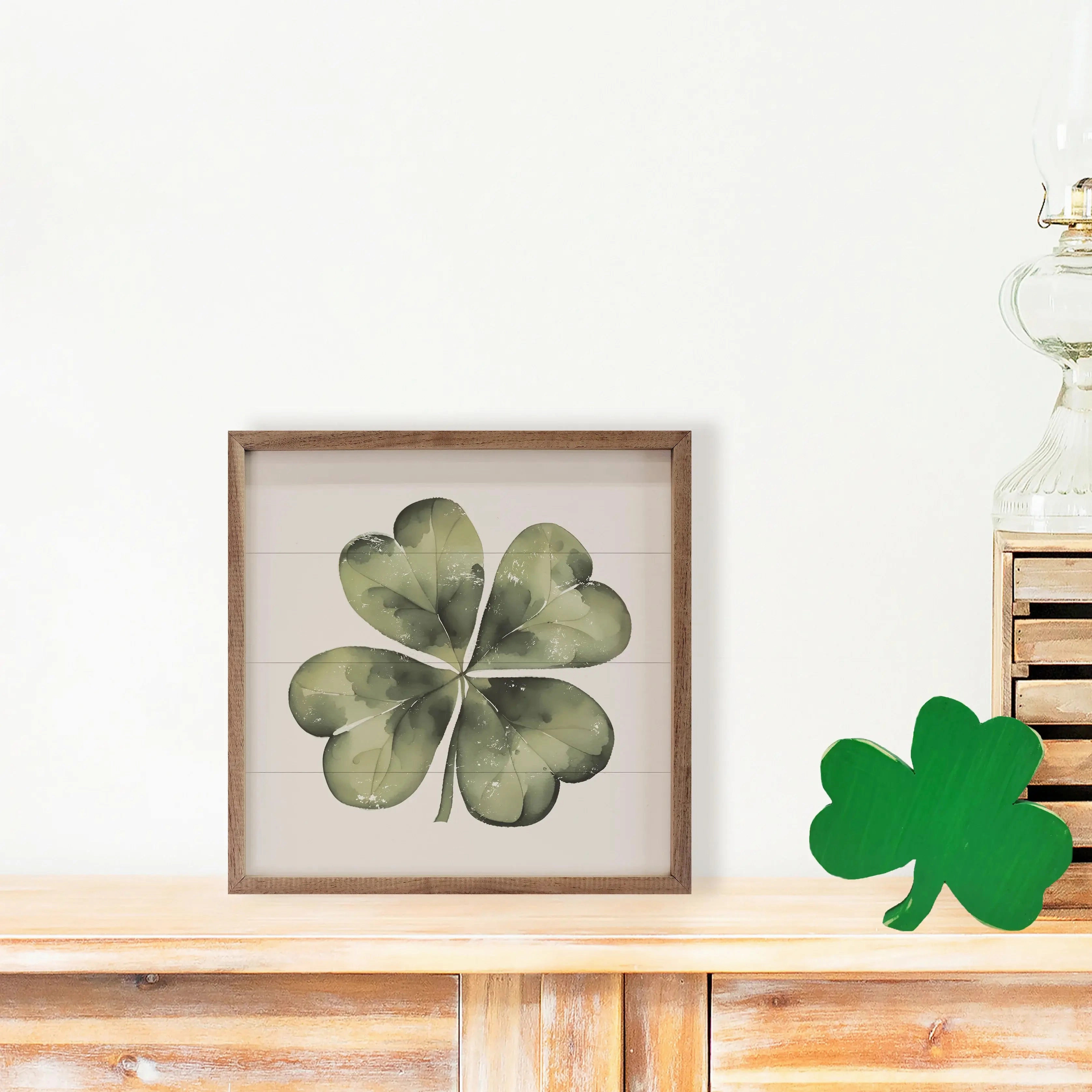 Lucky Four Leaf Clover Wood Framed Print