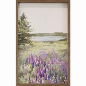 Lupines Along Lake Tahoe Wood Framed Print 