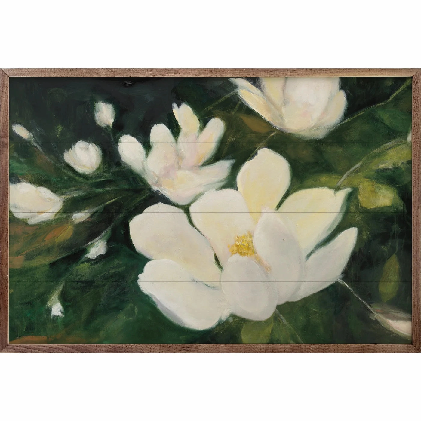 Magnolia Blooms Crop By Julia Purinton Wood Framed Print 