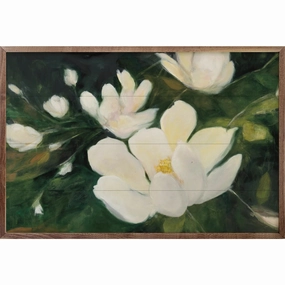 Magnolia Blooms Crop By Julia Purinton Wood Framed Print 