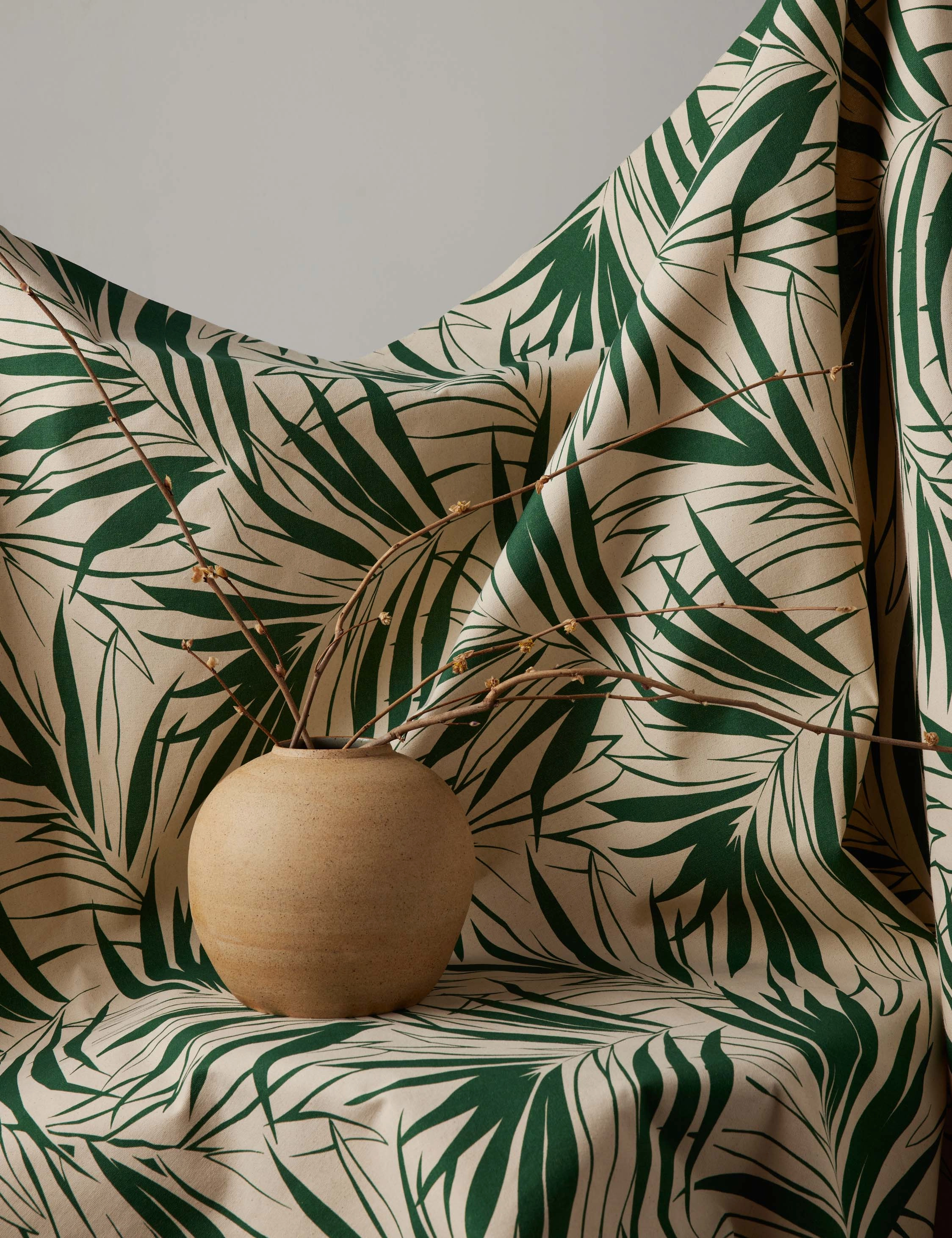 Majesty Palm Raw Canvas Fabric by Wallshoppe