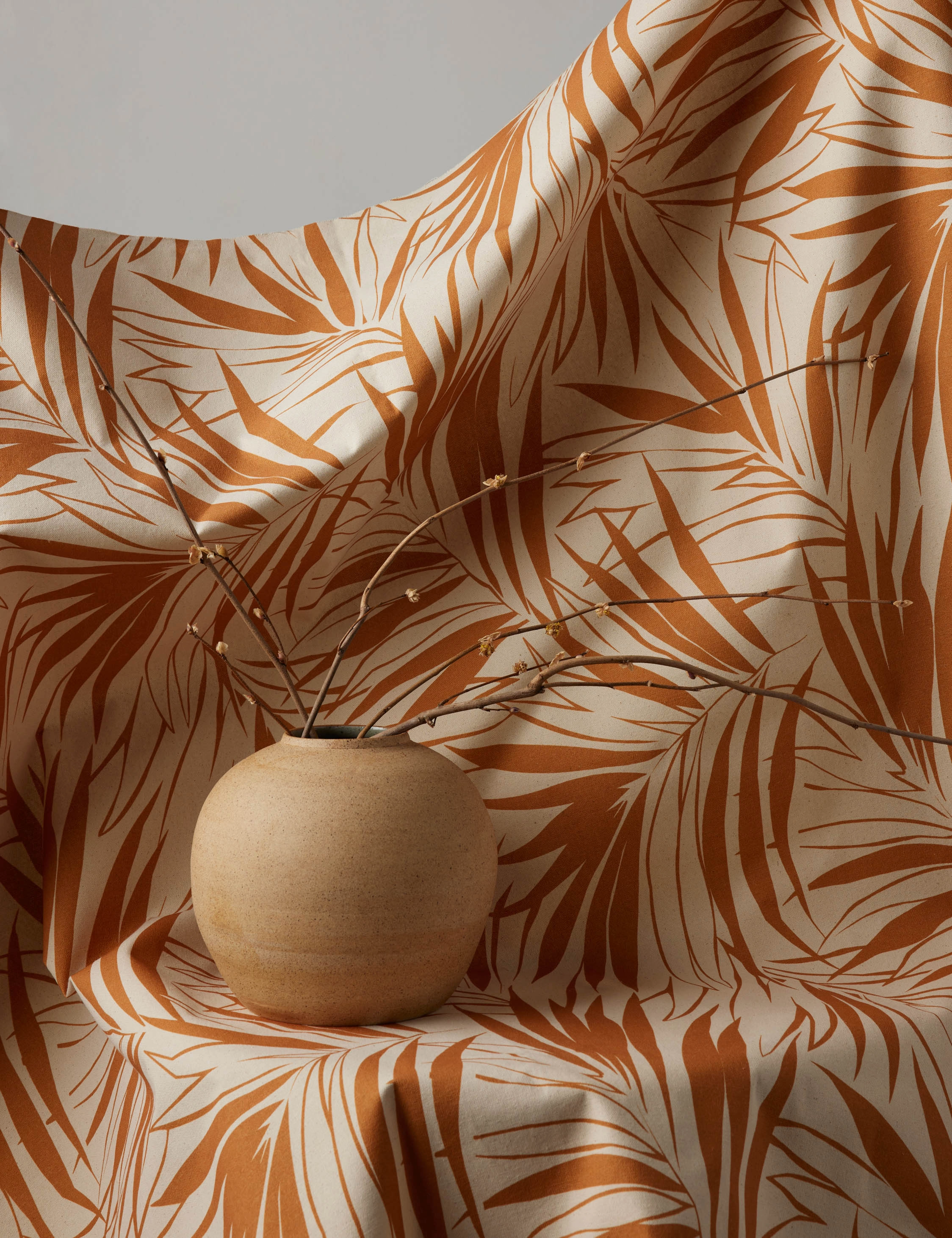 Majesty Palm Raw Canvas Fabric by Wallshoppe