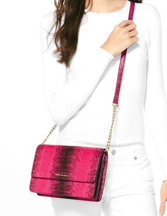 Michael Michael Kors Large Gusset Snakeskin Crossbody Michael Kors Bags
