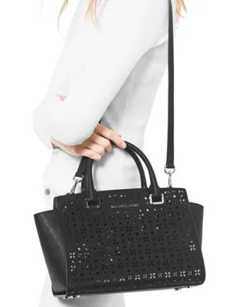 Michael Michael Kors Perforated Floral Medium Selma Satchel Michael Kors Bags