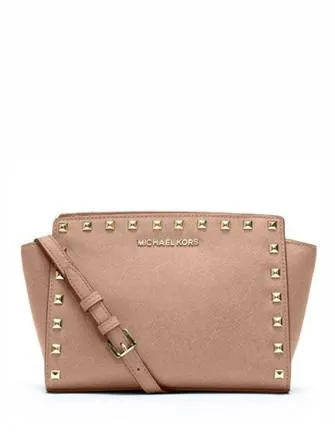 Michael Michael Kors Selma Medium Studded Saffiano Messenger Michael Kors Bags
