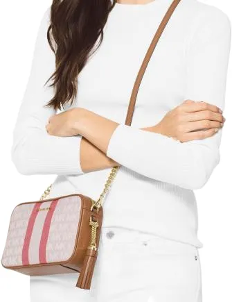 Michael Michael Kors Signature Striped Medium Camera Bag Michael Kors Bags