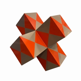 Mini Cube Sculpture - Grey and Orange 