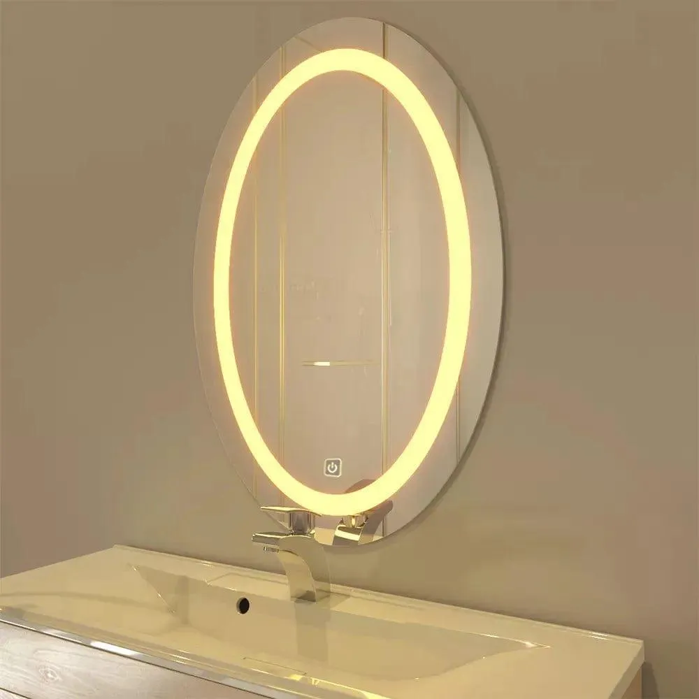 Modern Designed LED Oval Smart Touch Bathroom Mirror 