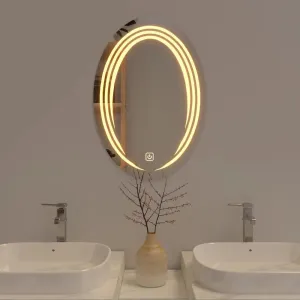 Modern Designed LED Oval Smart Touch Bathroom Wall Mirror 