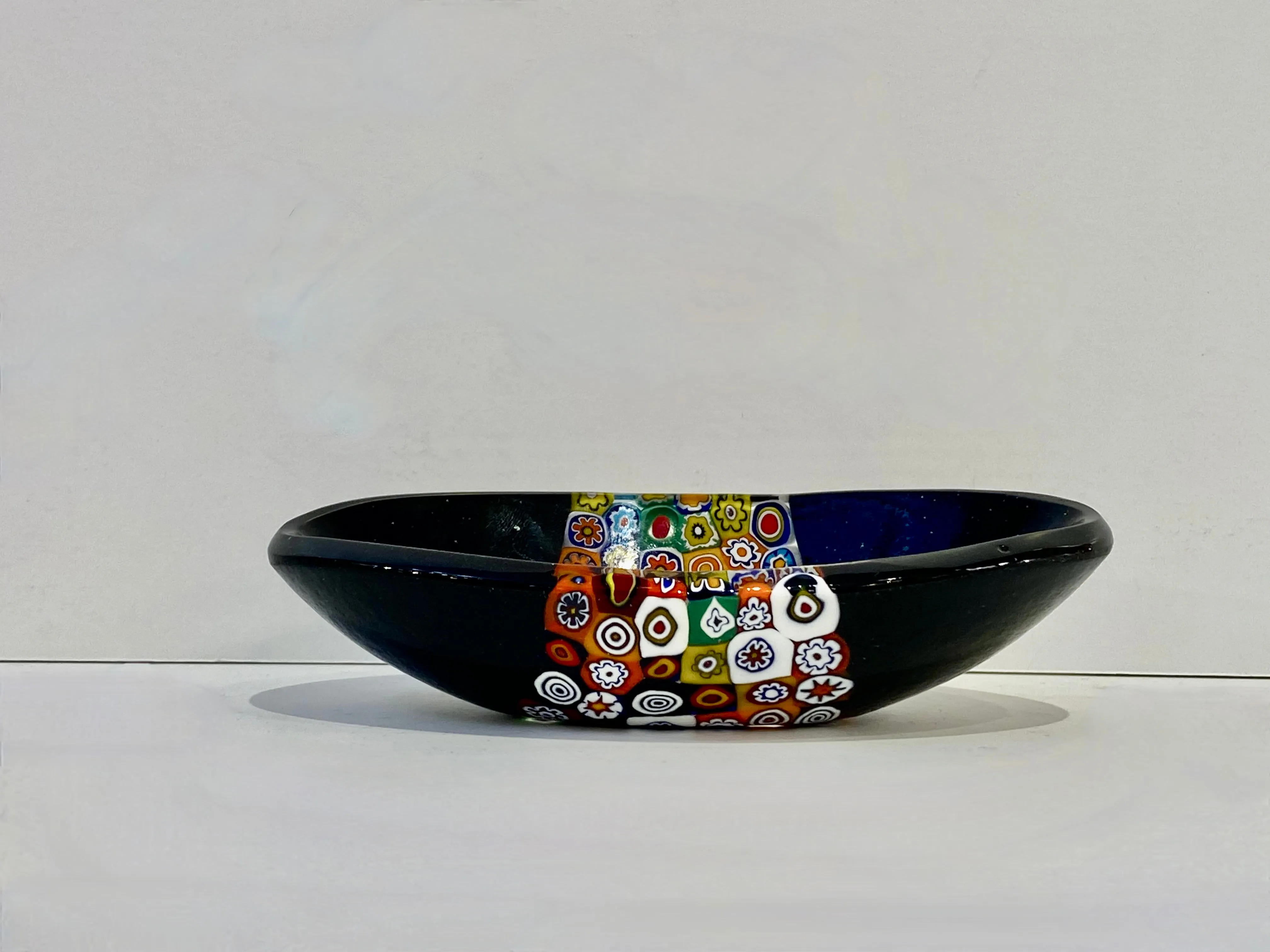 Modern Italian Black White Red Blue Green Murano Art Glass Mosaic Catch-All/Bowl