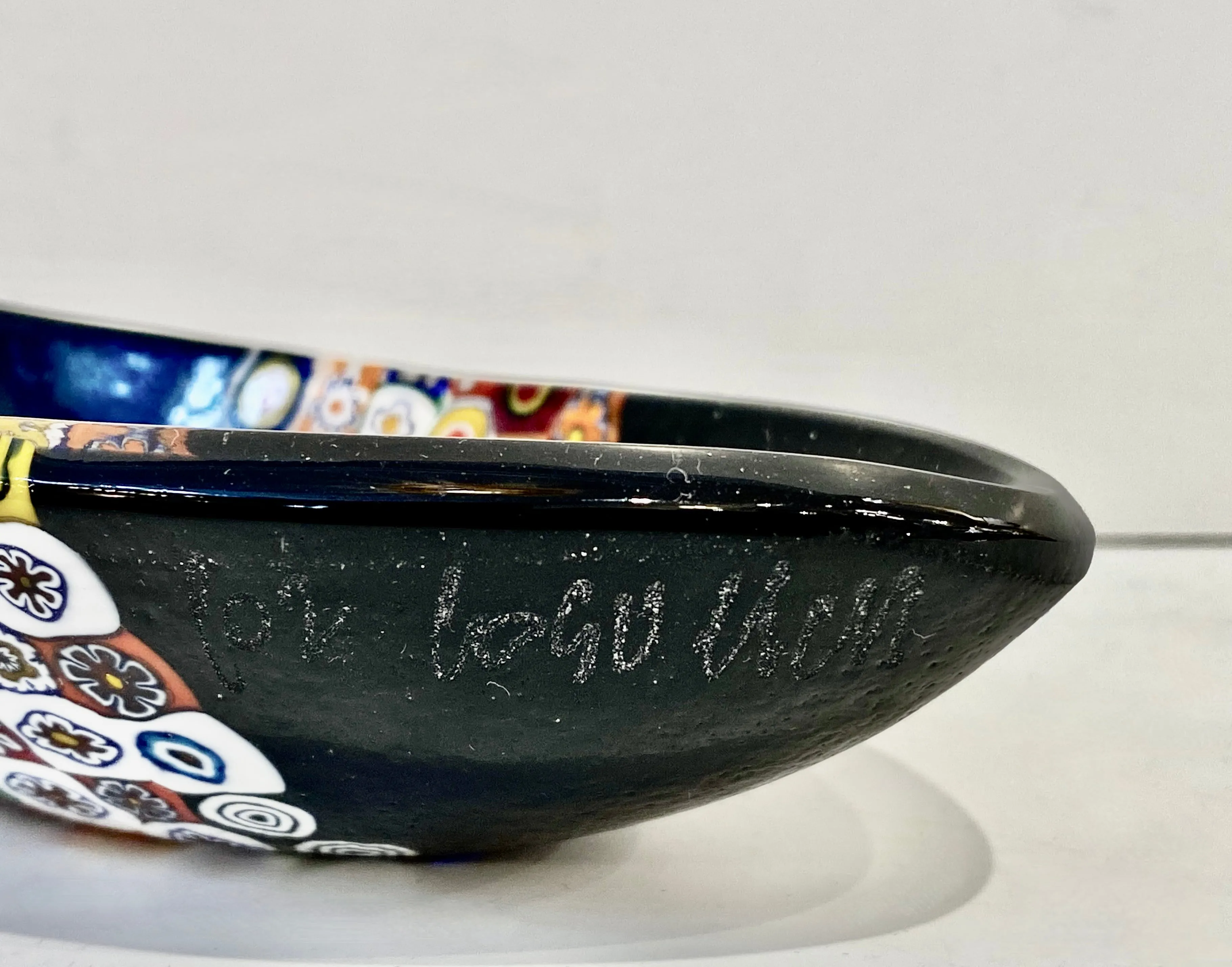 Modern Italian Black White Red Blue Green Murano Art Glass Mosaic Catch-All/Bowl