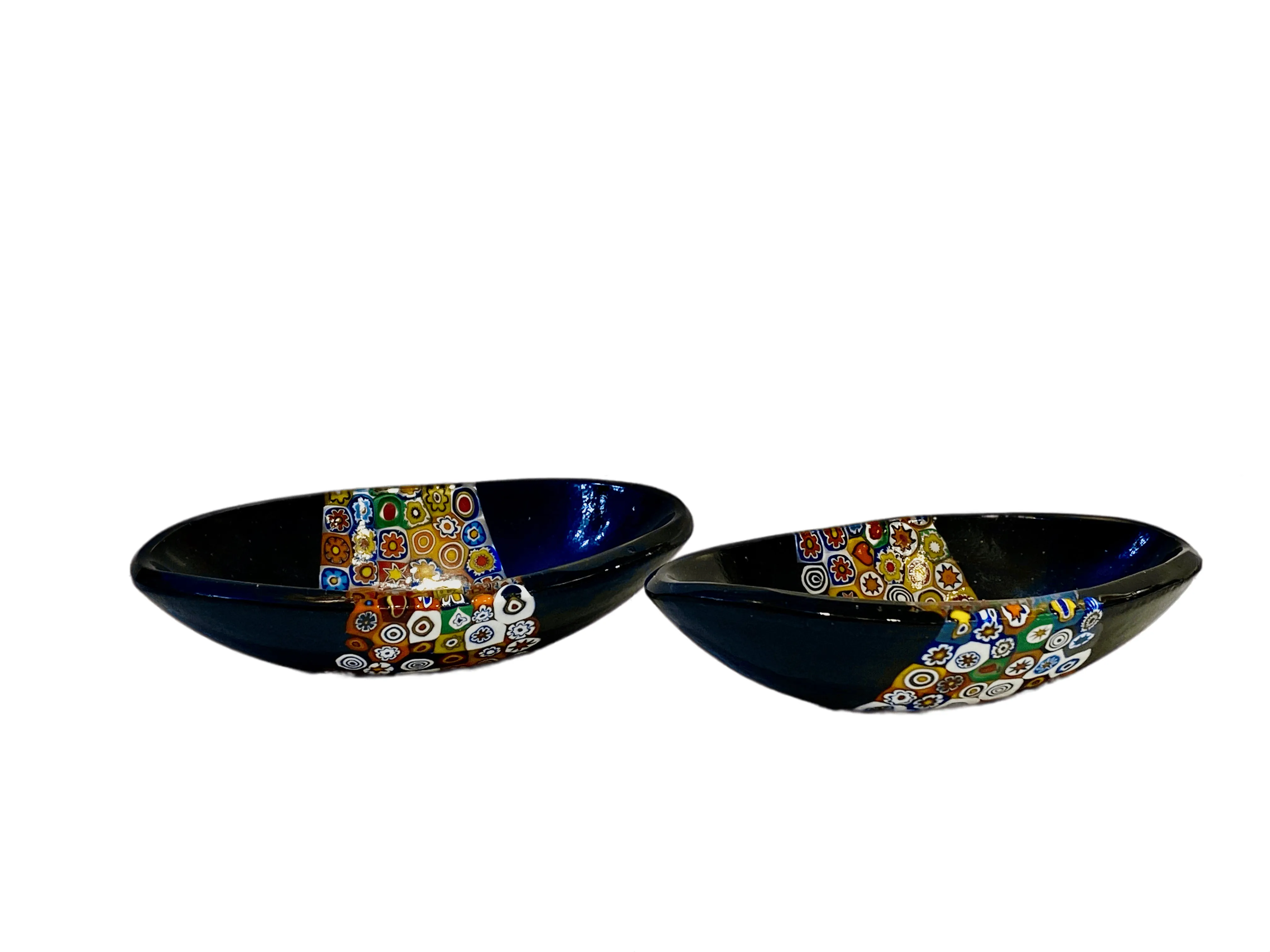 Modern Italian Black White Red Blue Green Murano Art Glass Mosaic Catch-All/Bowl