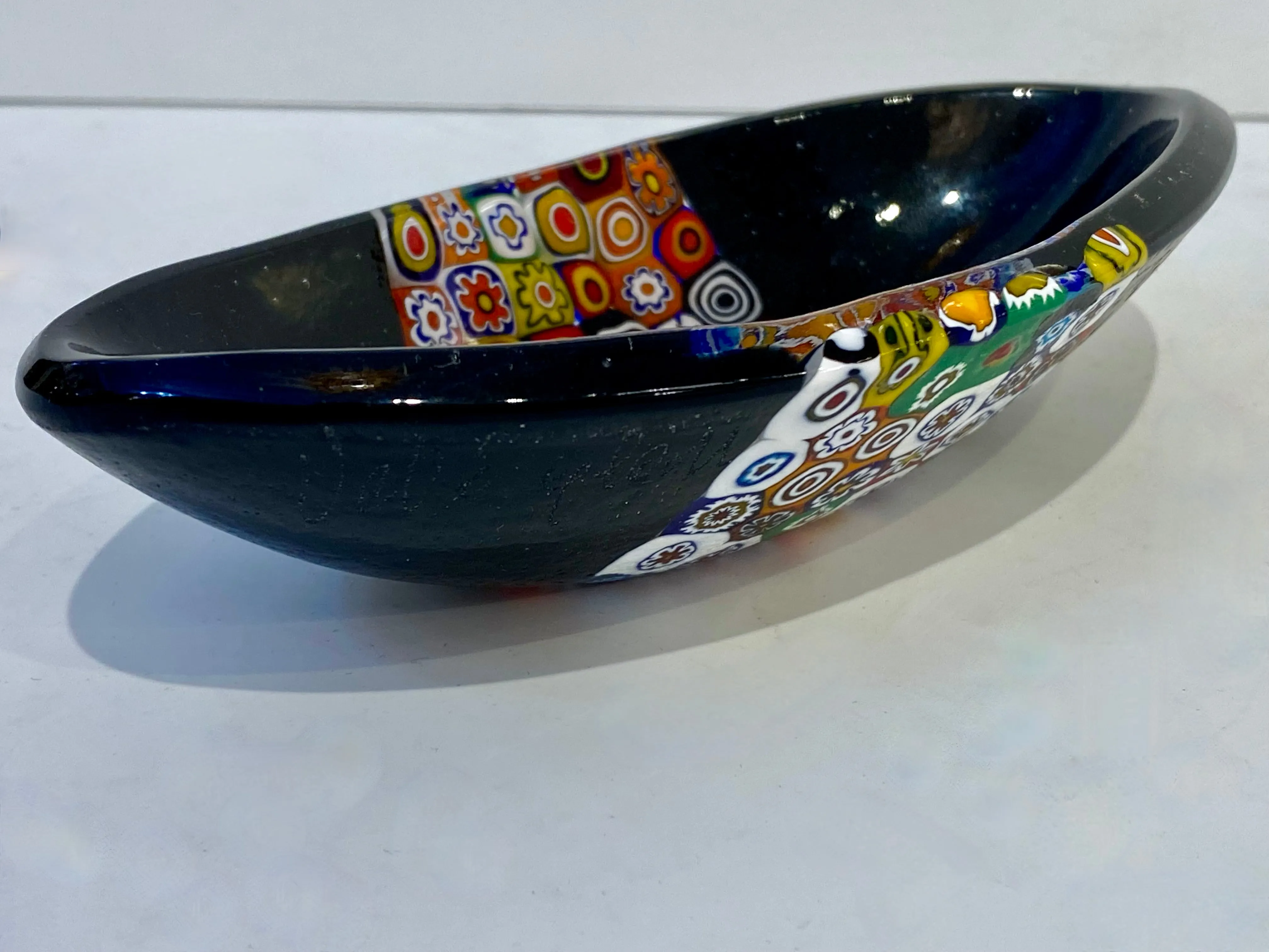Modern Italian Black White Red Blue Green Murano Art Glass Mosaic Catch-All/Bowl