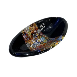 Modern Italian Black White Red Blue Green Murano Art Glass Mosaic Catch-All/Bowl 