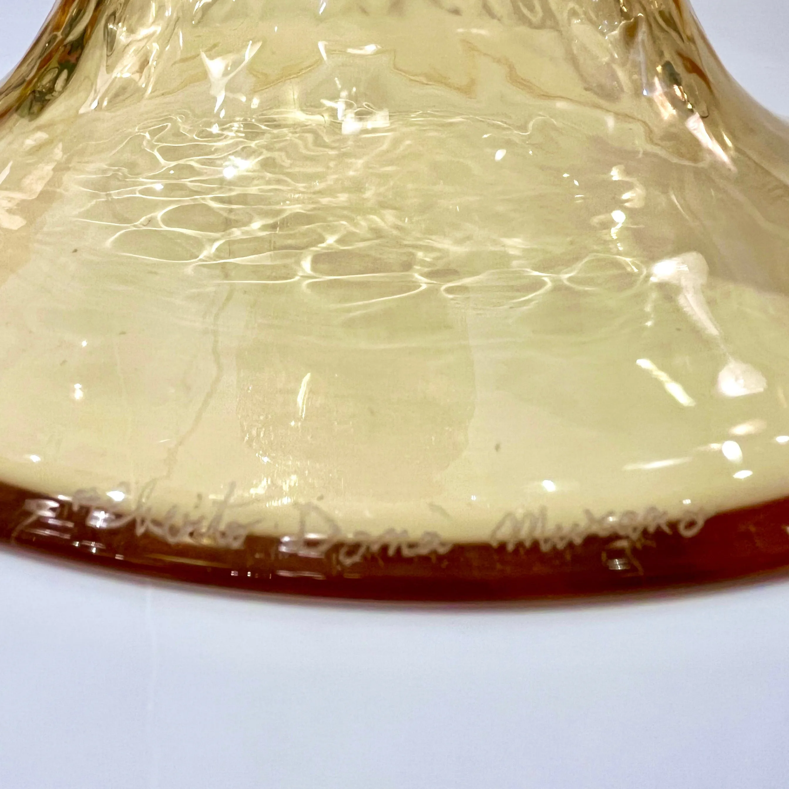 Modern Italian Gold Honeycomb Murano Glass Tall Round Conical Double Vase