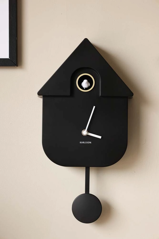 Modern Black Cuckoo Wall Clock 