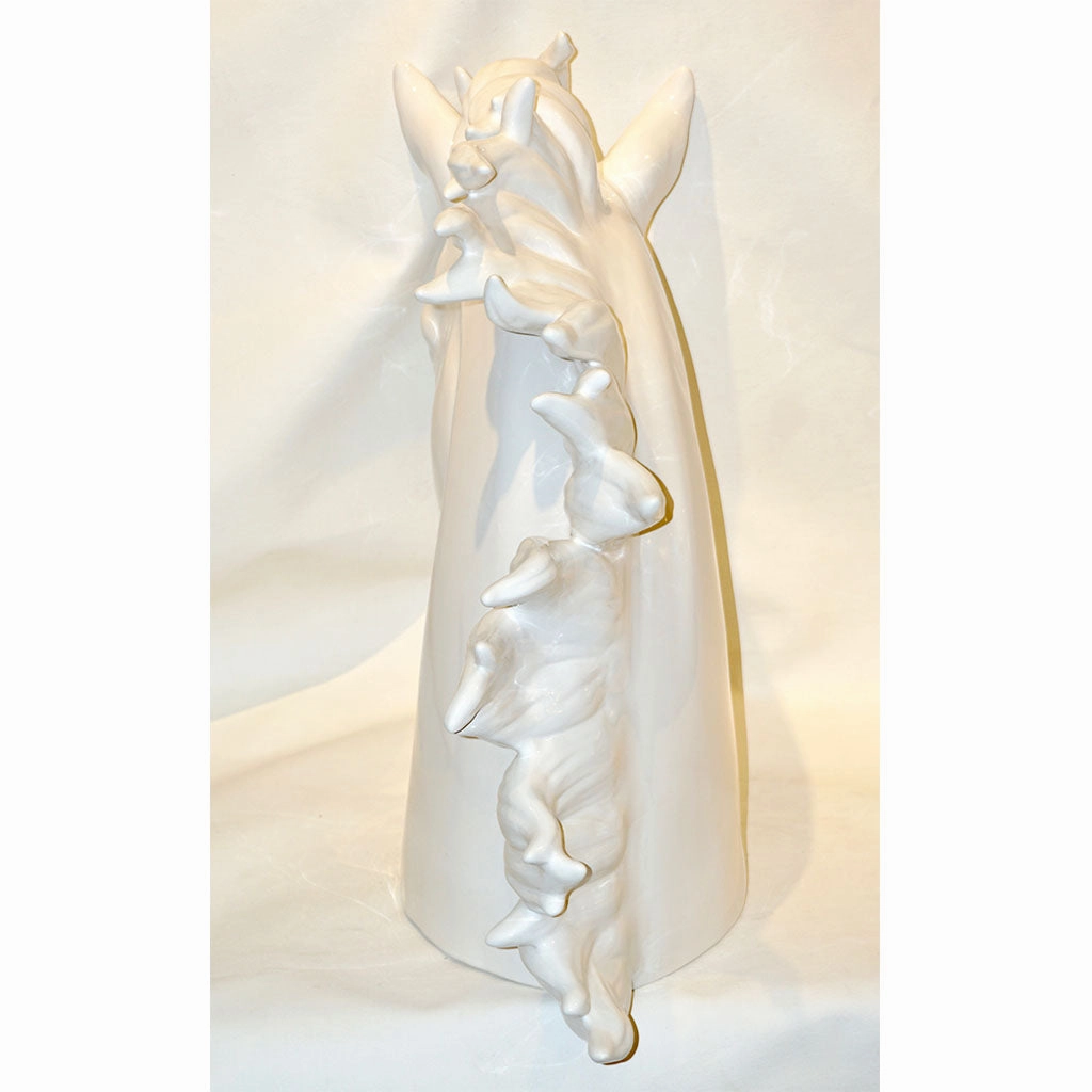 Modern Italian Design Oversized Black and White Ceramic Horse Head Sculptures