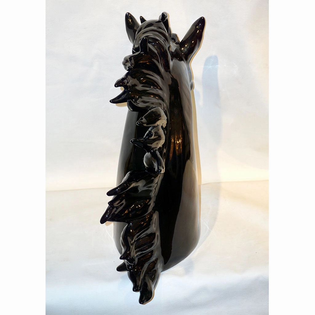 Modern Italian Design Oversized Black and White Ceramic Horse Head Sculptures