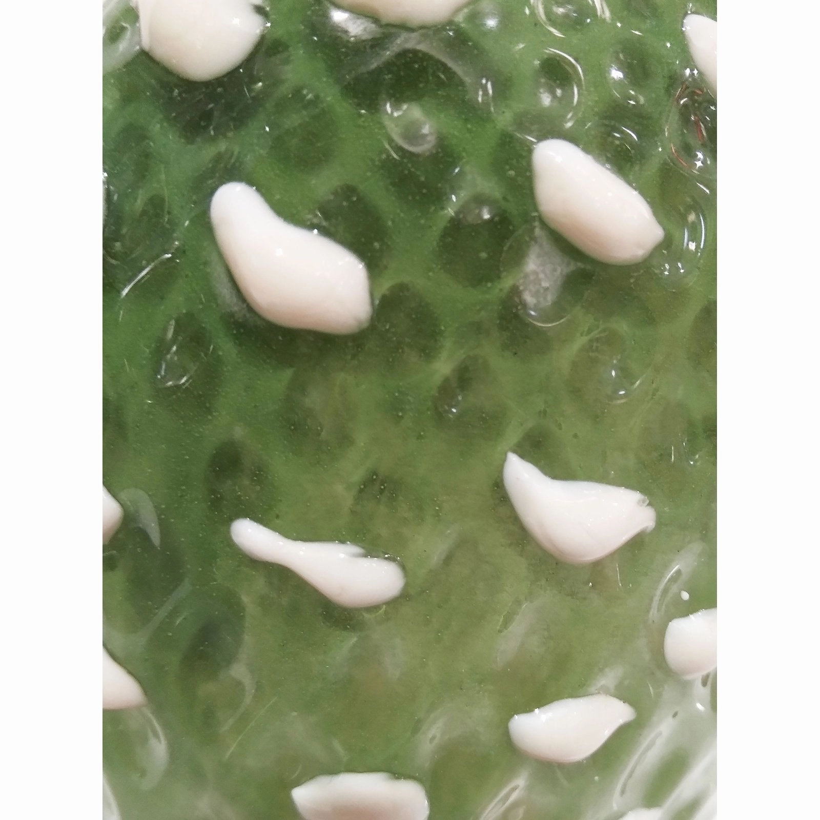 Modern Italian Green White Gold Orange Murano Glass Cactus Plant & Red Flowers
