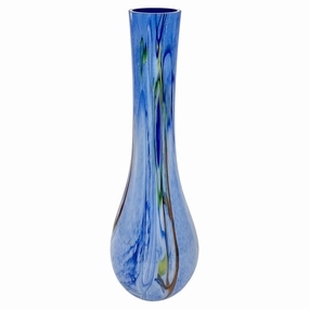 Modern Monumental Blue White Yellow Green Orange Murrine Huge Murano Glass Vase 