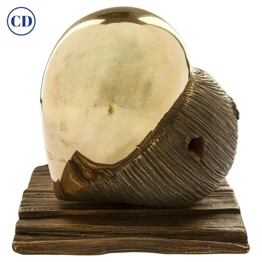 Monica Foglia Italian Modern Polished Gold & Textured Bronze Heart Sculpture 