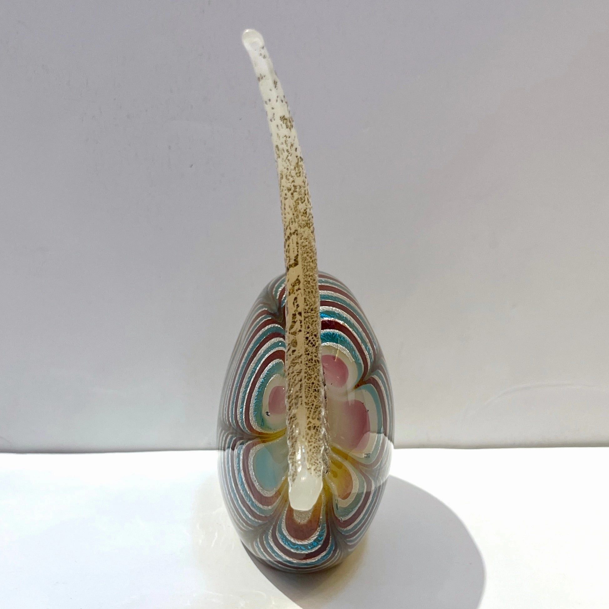Murano Vintage Amber Silver Brown Turquoise Blue Art Glass Fish Sculpture