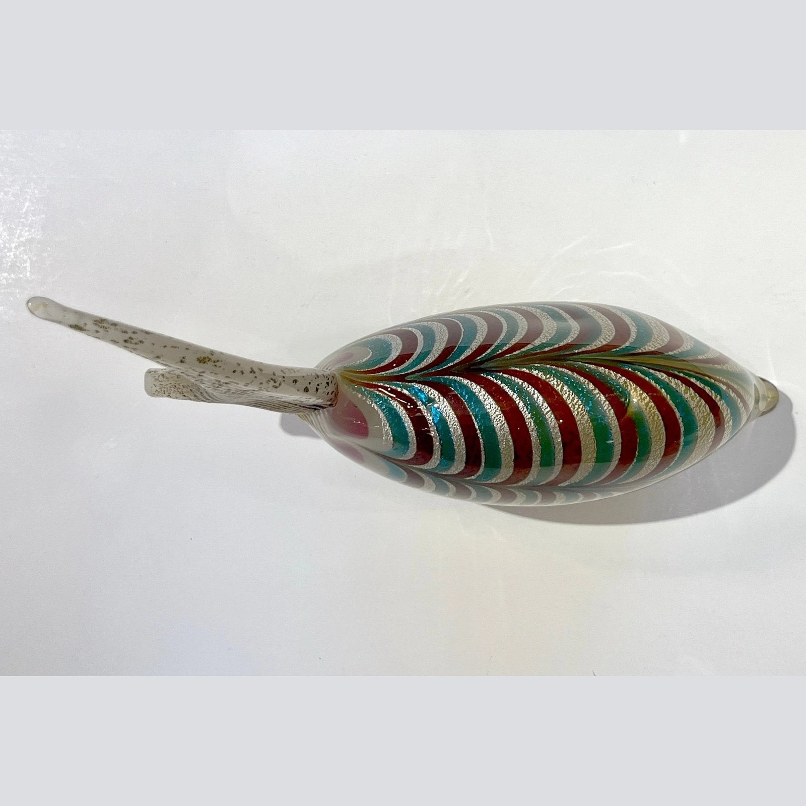 Murano Vintage Amber Silver Brown Turquoise Blue Art Glass Fish Sculpture
