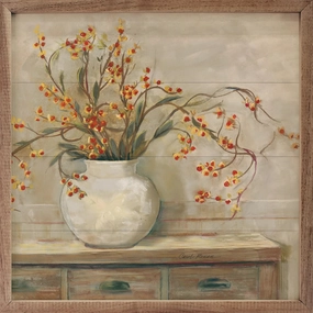 Nancy Bittersweet Neutral By Carol Rowan Wood Framed Print 