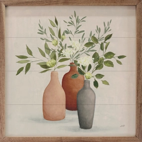 Natural Bouquet II Gray By Julia Purinton Wood Framed Print 