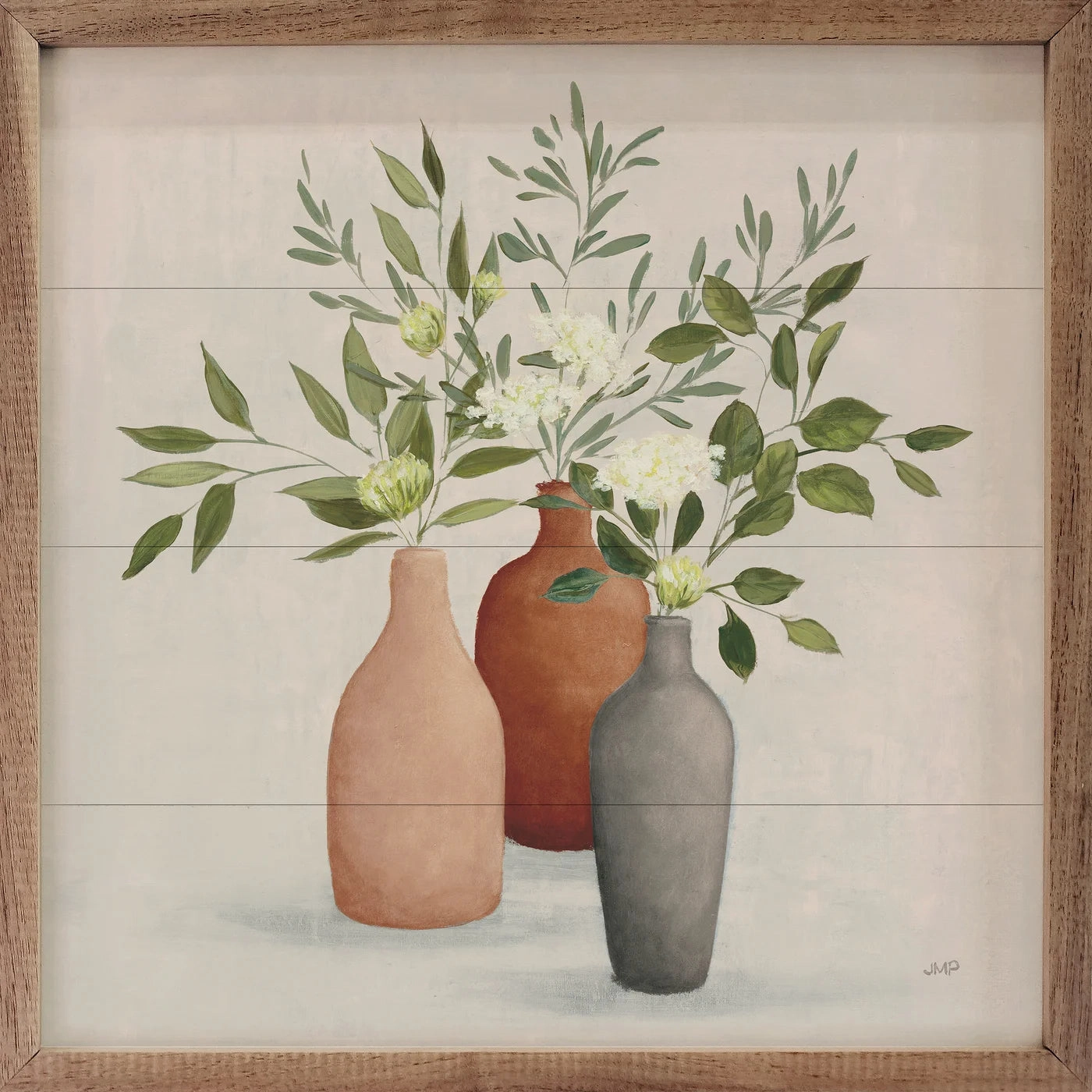 Natural Bouquet II Gray By Julia Purinton Wood Framed Print 