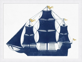 Navy Blue Ship 1 Framed Wall Art 