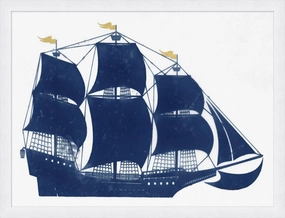Navy Blue Ship 2 Framed Wall Art 