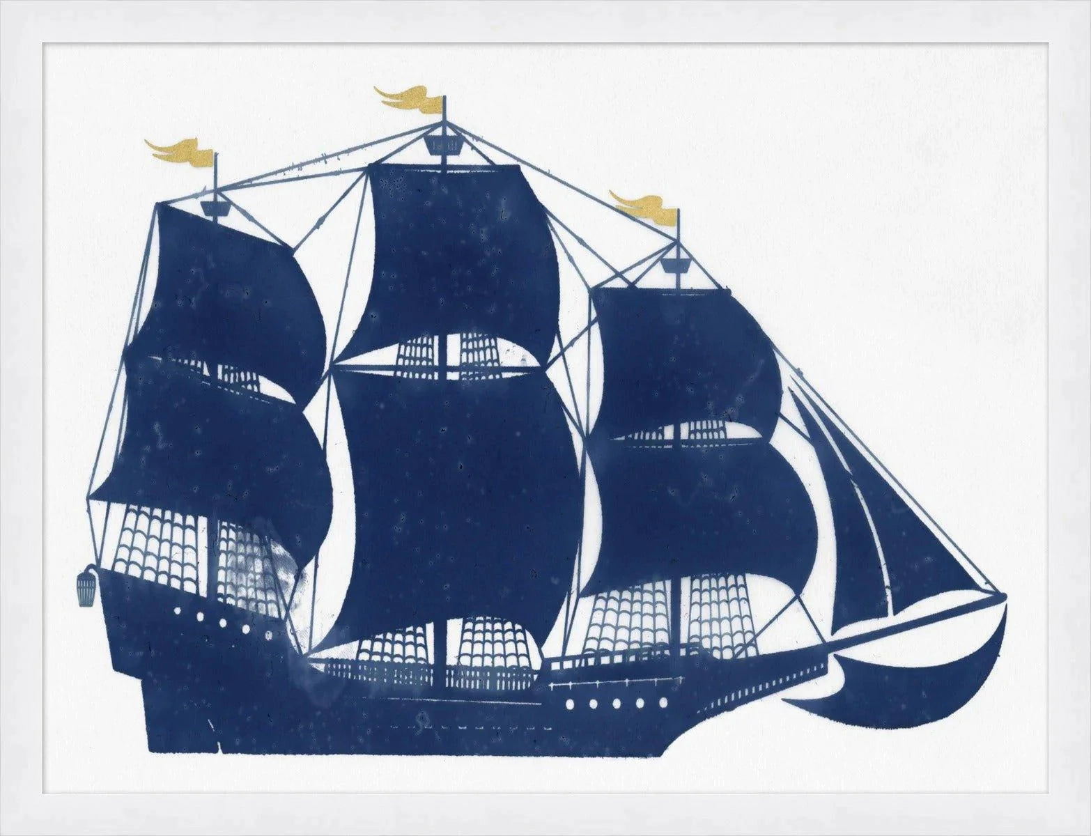 Navy Blue Ship 2 Framed Wall Art 